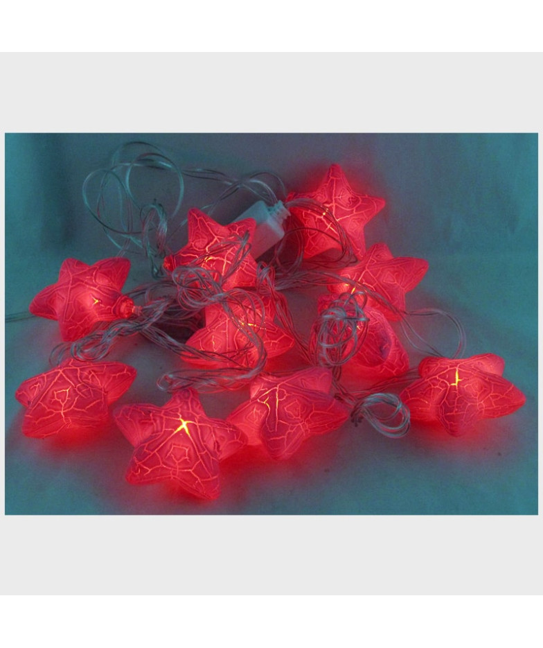 Гирлянда - Звезды 10шт малиновые прозрачный шнур. 