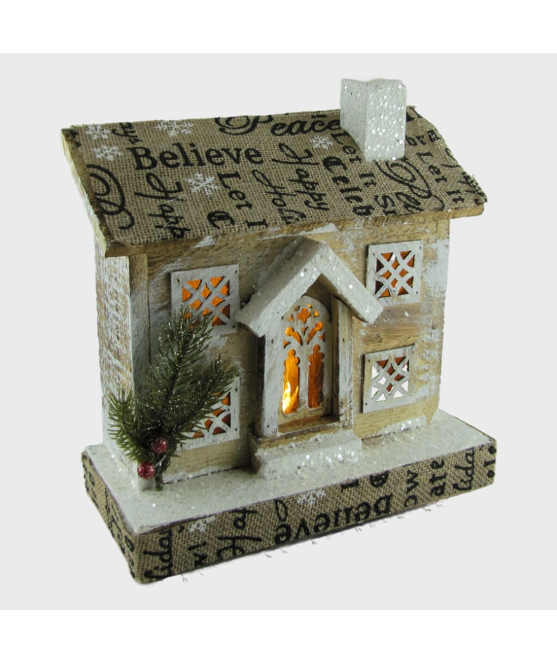 Новогодний  Домик деревянный с подсветкой 72837