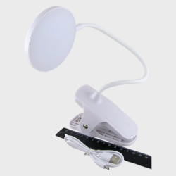 Лампа настольная на прищепке HG-1698 (белая+желтая, встроен. аккум., шнур microUSB) 3 реж., сенсорна