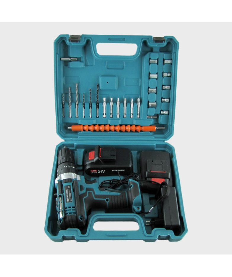 Шуруповерт аккумуляторный 21V, 2 аккум. MEGA FORSE