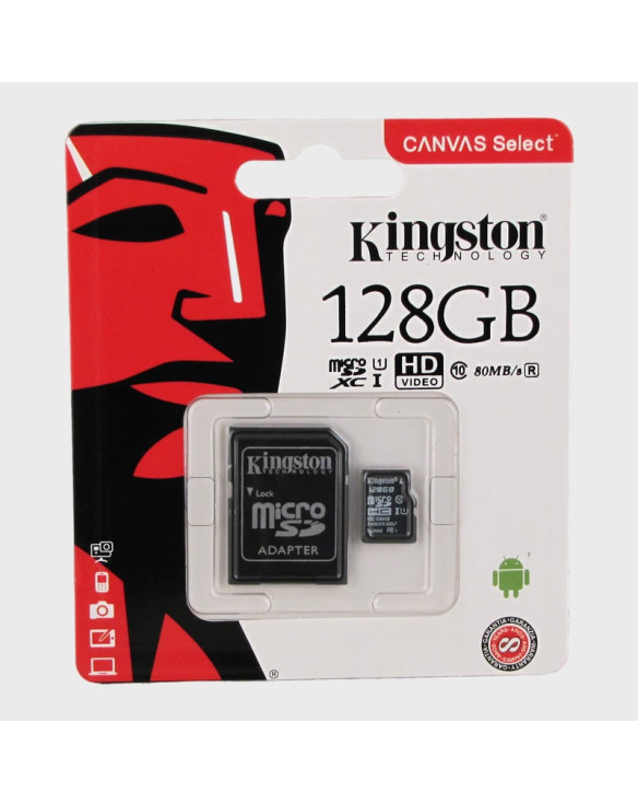 Карта памяти microSD Kingston 128Gb с адаптером SD, класс 10