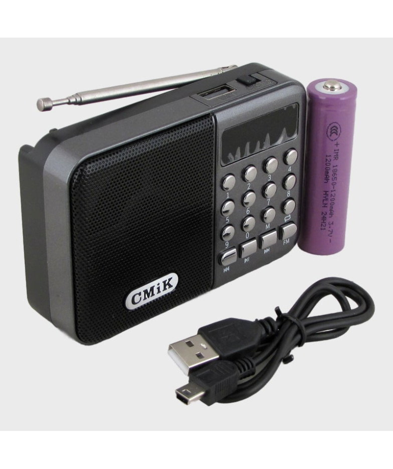 Радиоприёмник MK-066BT (FM) USB, TF, аккум.18650, шнур miniUSB, Bluetooth