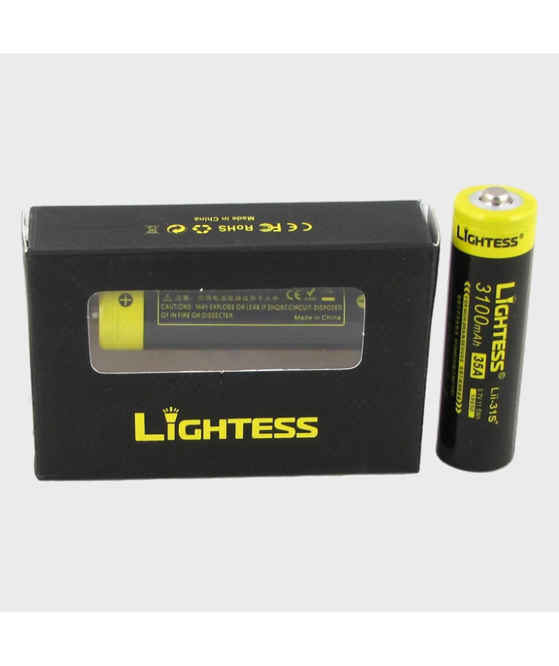 Аккумулятор 18650 3100mAh 11,5Wh  бытовые (45gr) черные Lightess (по 2 шт., цена за 1 шт.)