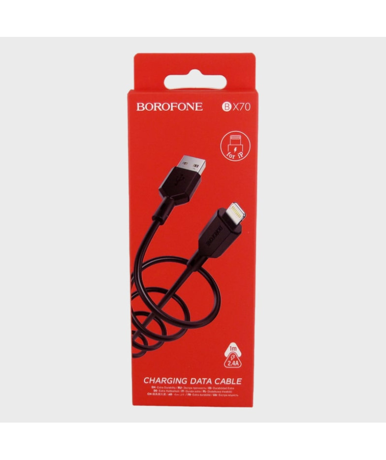 Кабель LIGHTNING 1м BX-70-IP 2,4A в короб. черный BOROFONE