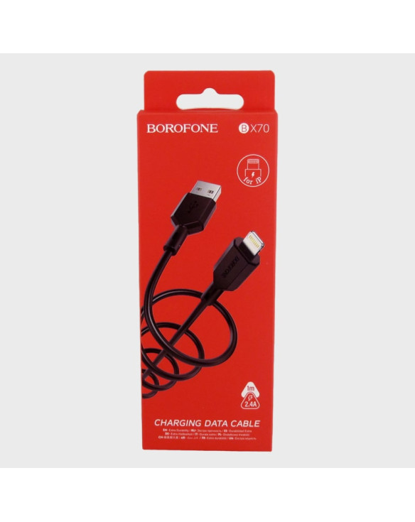 Кабель LIGHTNING 1м BX-70-IP 2,4A в короб. черный BOROFONE