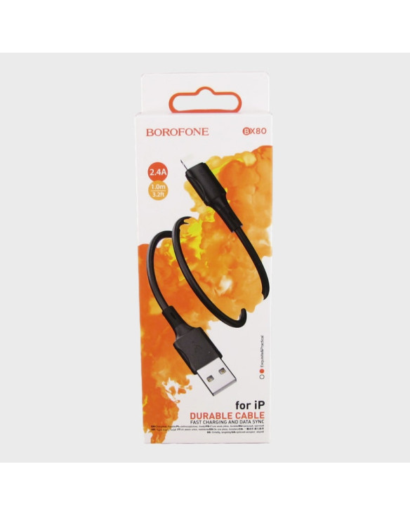 Кабель LIGHTNING 1м BX-80-IP 2,4A в короб. черный BOROFONE