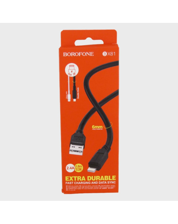 Кабель LIGHTNING 1м BX-81-IP 2,4A в короб. черный BOROFONE