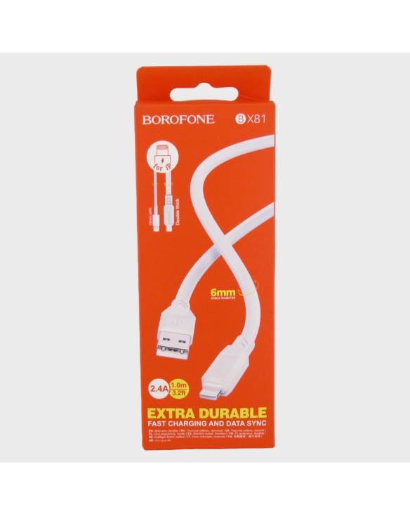 Кабель LIGHTNING 1м BX-81-IP 2,4A в короб. белый BOROFONE