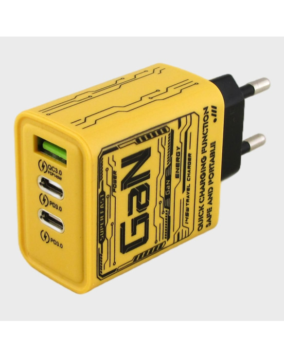 Сетевое зарядное устройство 5V 3A/9V 3A/12V 2,08A CH145-PD желтое USB+2PD 145W