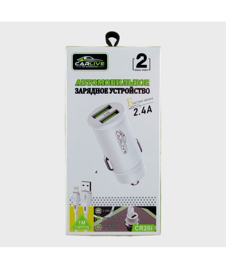 Зарядное устройство для LIGHTNING 5V 2,4A CR-20 белый 2USB