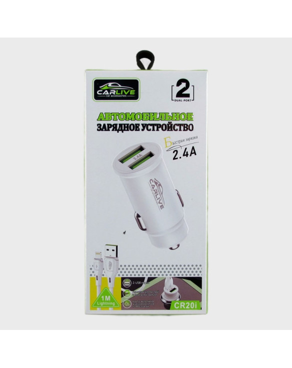 Зарядное устройство для LIGHTNING 5V 2,4A CR-20 белый 2USB