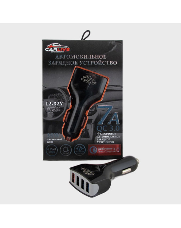 Зарядное устройство KC-08 черный (4 USB) 5V 7A/9V 2A/12V 1,5A QC 3.0 в коробке