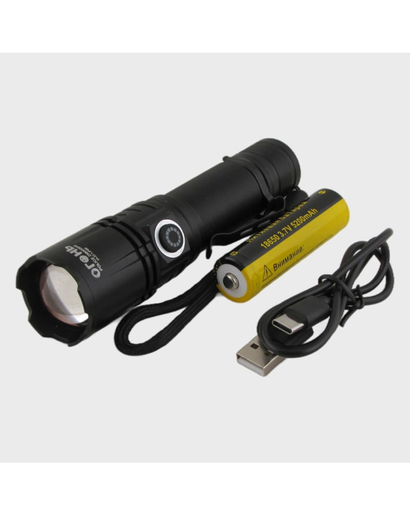 Фонарь светодиодный H-371-P99 (1 мощ., акк.18650, шнур TYPE-C) с индикатором, zoom