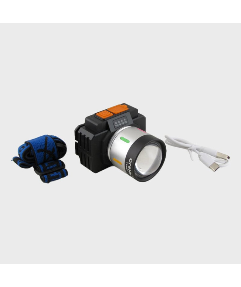 Фонарь налобный YT-2201-TG (1 ярк., встроен. аккум., шнур TYPE-C, вых.USB) с индикатором
