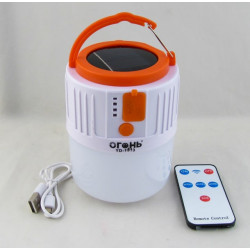 Фонарь для кемпинга YD-1513 (1 больш., шнур microUSB) с пультом, с индикатором, подвесной, солнечн. 