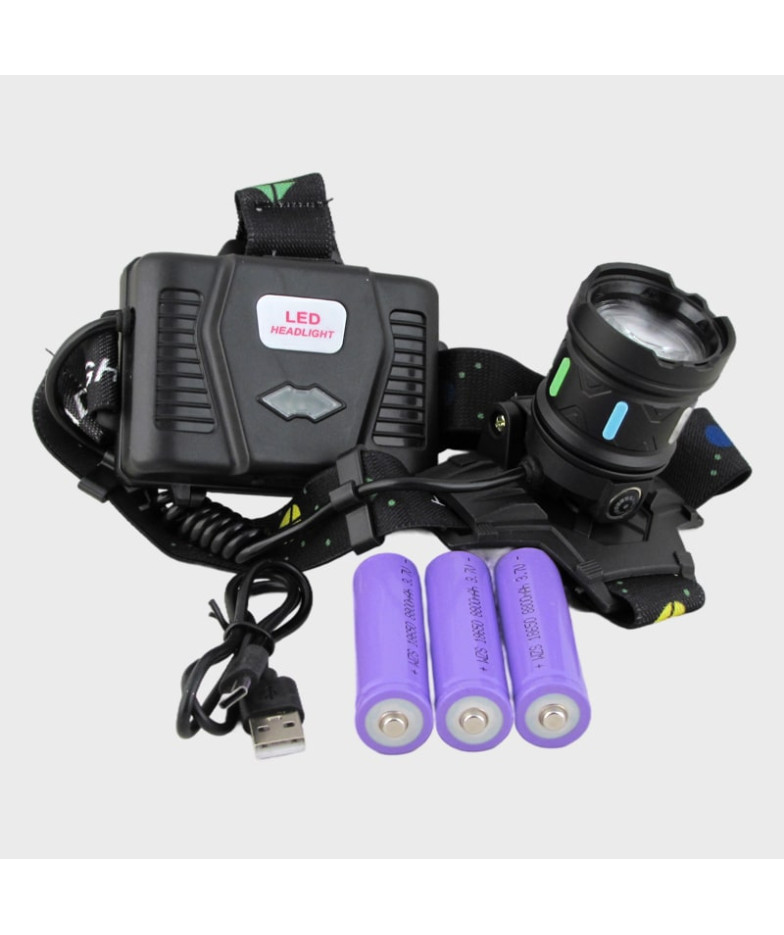 Фонарь налобный RE-8018TR (2 ярк. белая + красная, 3 аккум., шнур TYPE-C) zoom