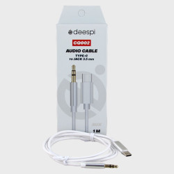 Кабель TYPE-C - AUX (Джек 3,5мм) 1м CQ-002 белый Deespi