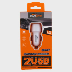 Зарядное устройство (2 USB) 5V 2,4A GX-47 белый в коробке