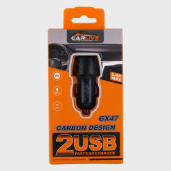 Зарядное устройство (2 USB) 5V 2,4A GX-47 черный в коробке