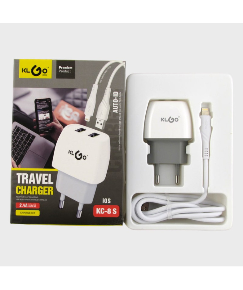 Сетевое зарядное устройство с кабелем LIGHTNING 2,4A KC-8S-LT 2USB KLGO
