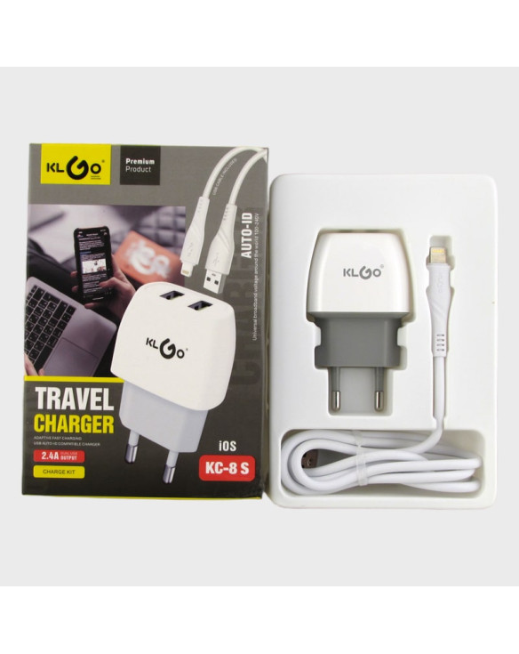 Сетевое зарядное устройство с кабелем LIGHTNING 2,4A KC-8S-LT 2USB KLGO