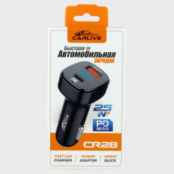 Зарядное устройство (USB+PD) CR-28 черный QC 3.0 + PD 25W быстрая зарядка, с вольтметром Зарядное устройство (USB+PD) CR-28 черный QC 3.0 + PD 25W быстрая зарядка, с вольтметром
