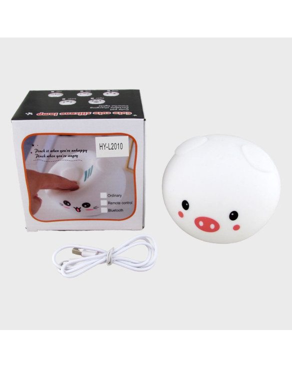 Лампа - ночник силиконовый HY-L2010 (встроен. аккум., шнур microUSB) свинка 120*90mm
