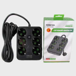 Сетевой удлинитель 6 розеток + 2USB + TYPE-C YM-PC2504 3м 2500W с выключателем Сетевой удлинитель 6 роз.+ 2USB + TYPE-C YM-PC2504 3м 2500W с выключателем