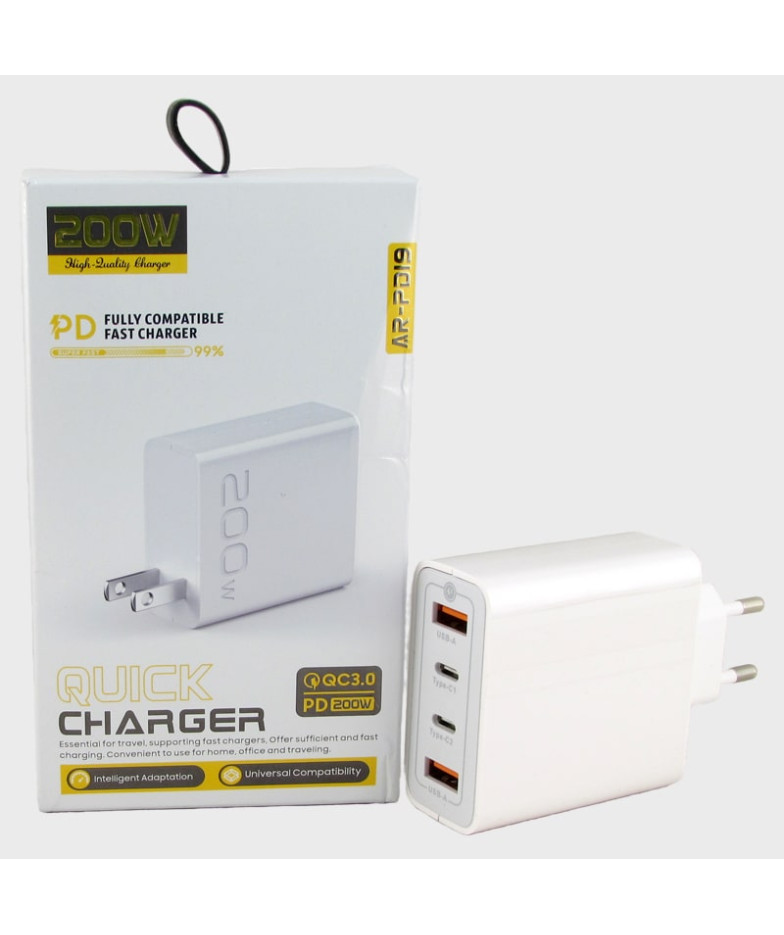 Сетевое зарядное устройство AR-PD19 белый 2USB QC3.0 + 2PD 200W