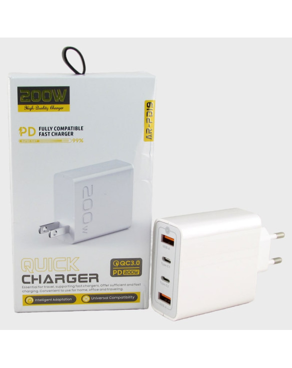 Сетевое зарядное устройство AR-PD19 белый 2USB QC3.0 + 2PD 200W