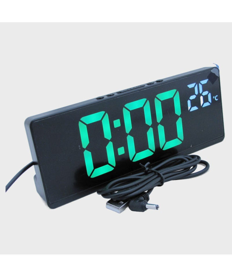 Часы-будильник электронные EC-6631 (зеленые цифры) с температурой