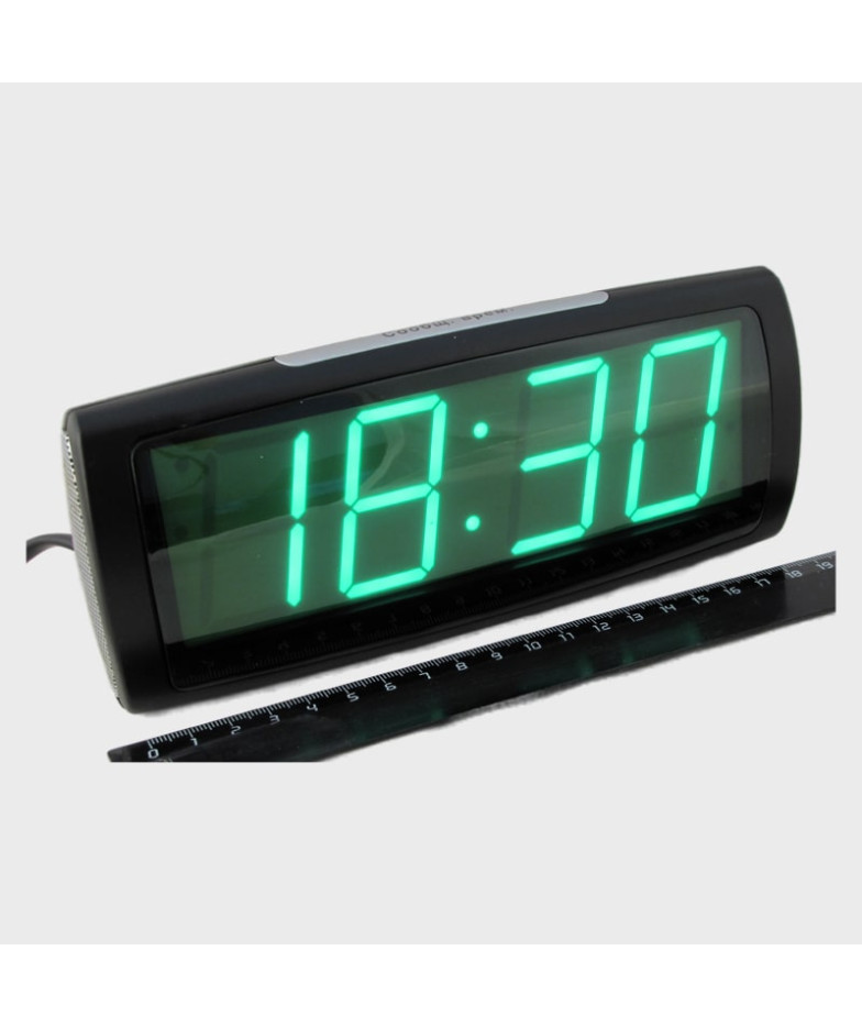 Часы-будильник электронные с темп. 771-3 зел. циф. дата