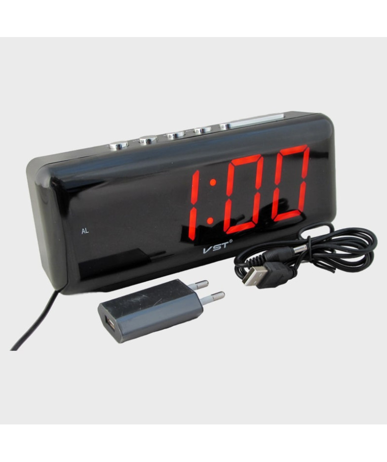 Часы-будильник электронные VST-762-1 (крас. циф.)