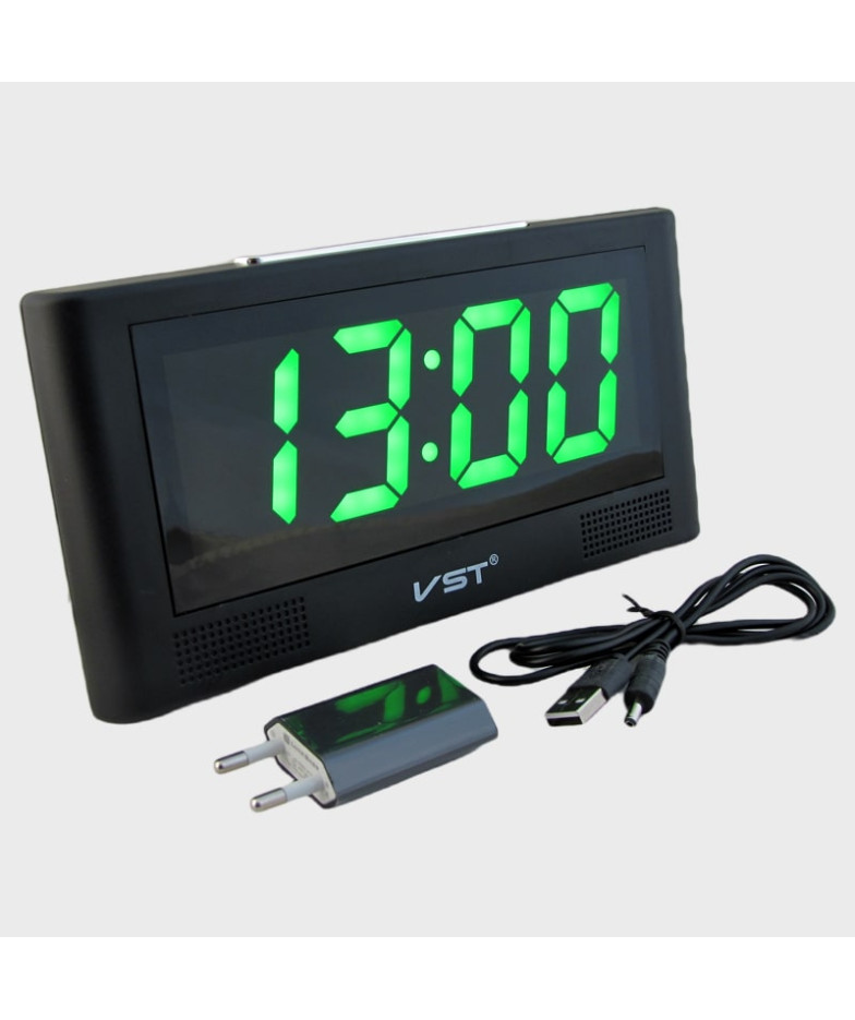 Часы-будильник электронные VST-732-4 (ярк. зел. циф.)