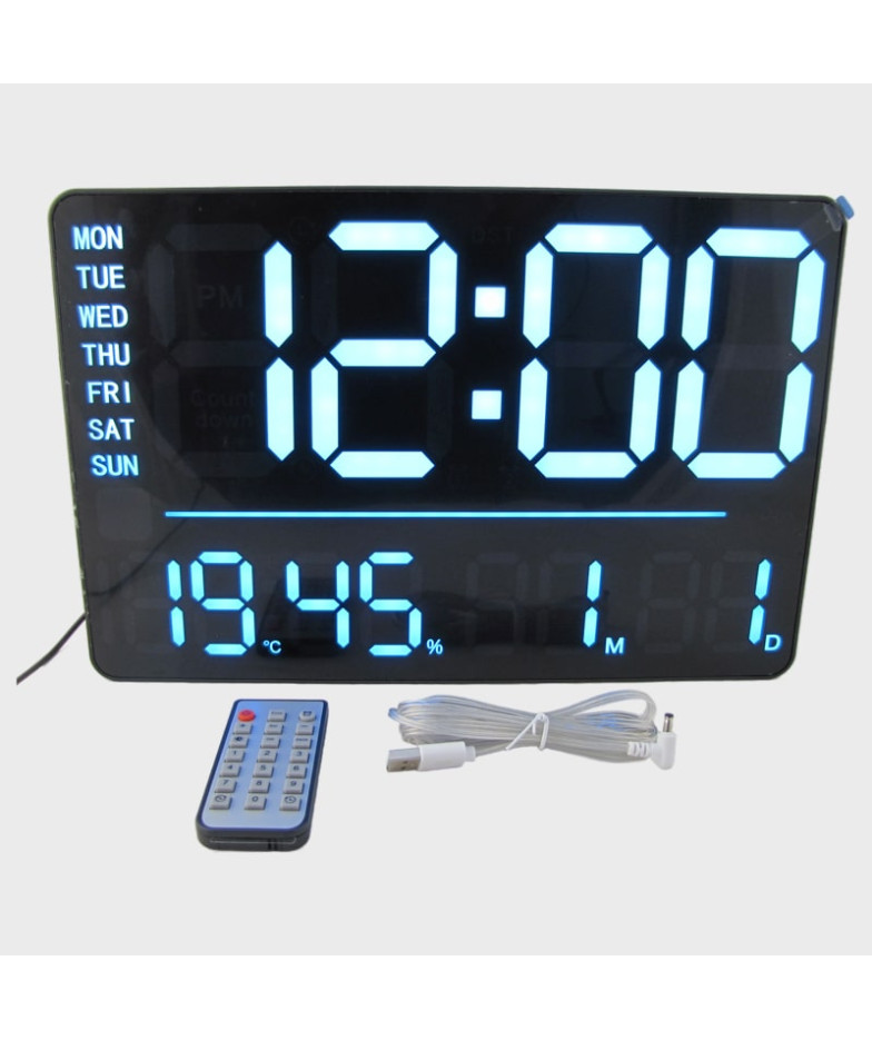 Часы-будильник электронные EC-6636 (белые + голубые цифры) с температурой
