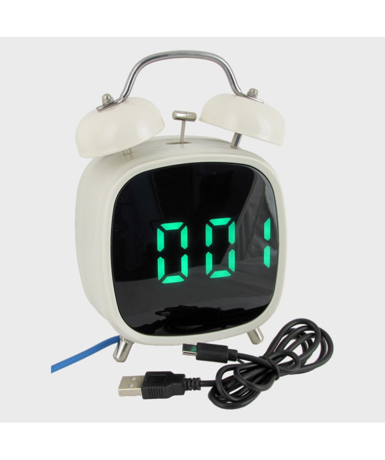 Часы-будильник электронные RE-8032 белый корпус (зеленые цифры)