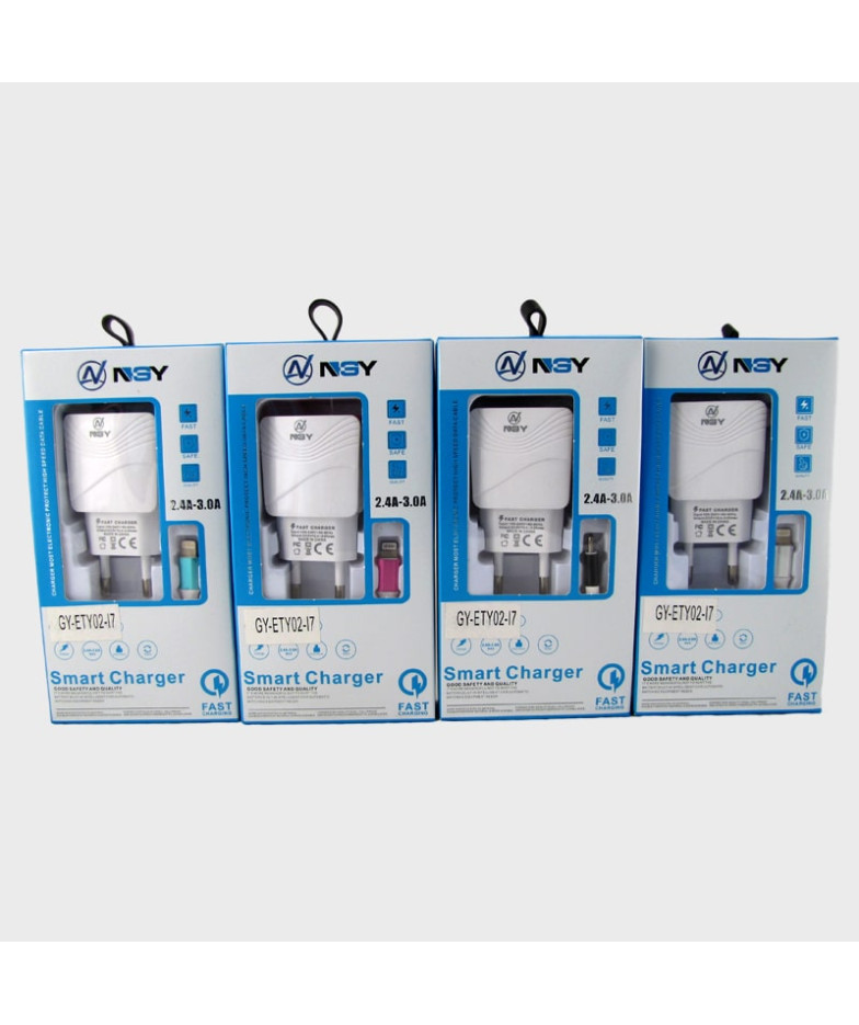 Сетевое зарядное устройство с кабелем LIGHTNING 2,1A ET-Y02-I7+USB