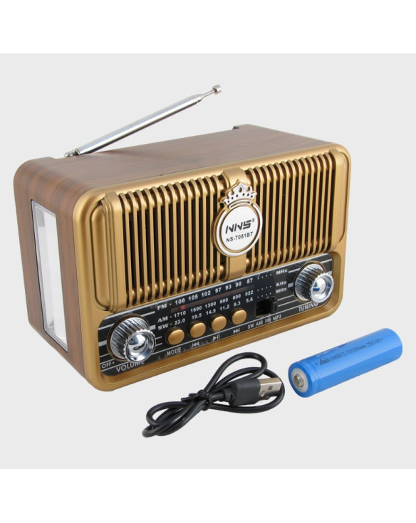 Радиоприёмник RX-7081BT (FM, AM, SW) акк. 18650, шнур microUSB, USB, TF, Bluetooth
