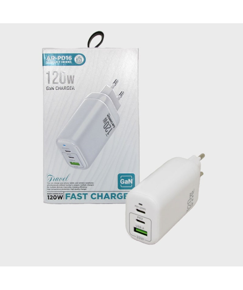 Сетевое зарядное устройство JY-2554 (AR-PD16) USB QC3.0 + 2PD 120W