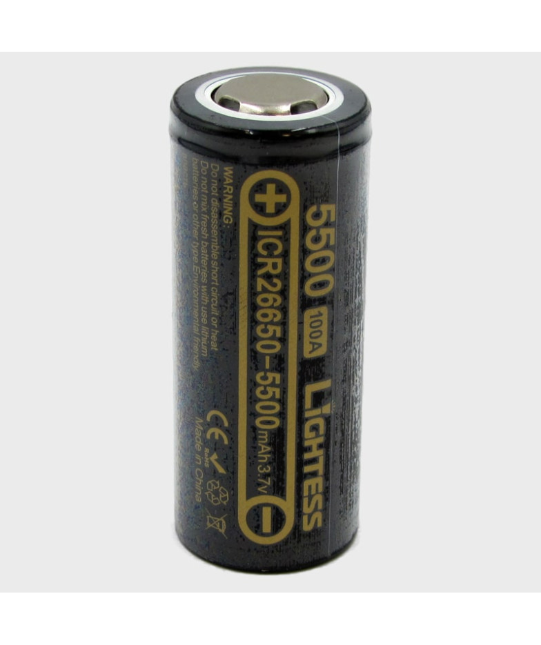 Аккумулятор 26650 5500mA (87,5gr) черные Lightess