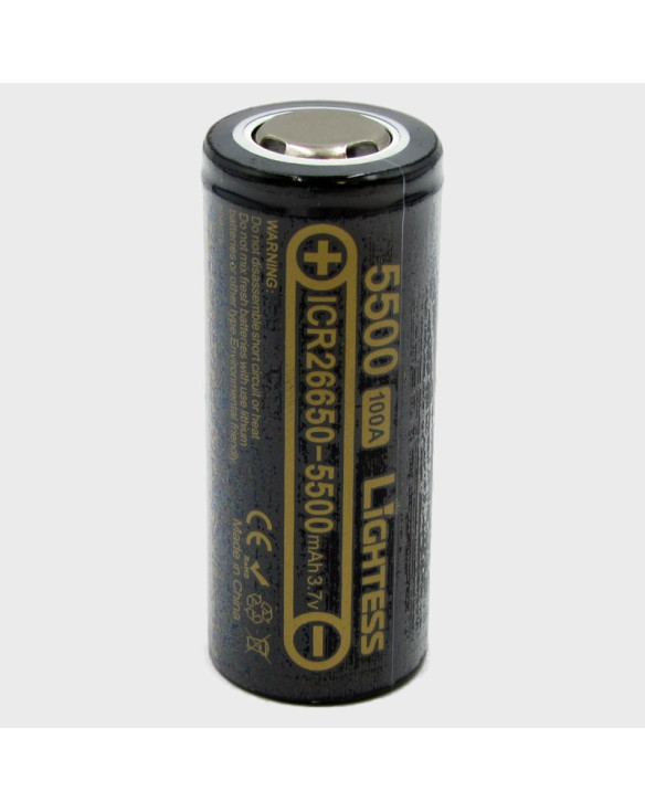 Аккумулятор 26650 5500mA (87,5gr) черные Lightess