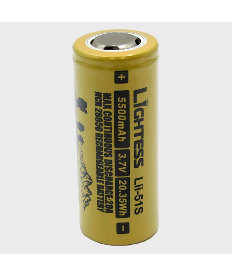 Аккумулятор 26650 5500mA (87,6gr) желтые Lightess