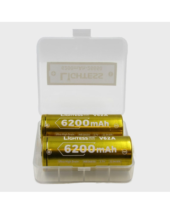 Аккумулятор 26650 6200mA (87,1gr) золот. Lightess (упак. 2шт, цена за 1шт)
