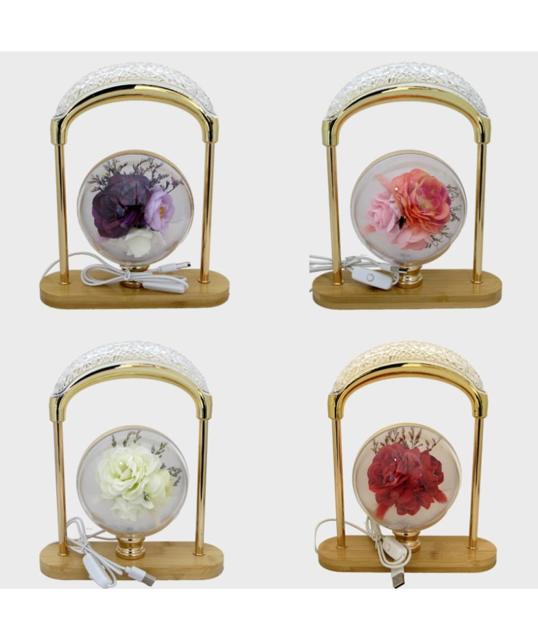 Светильник настольный светодиодный А-7 (розы) шар в рамке