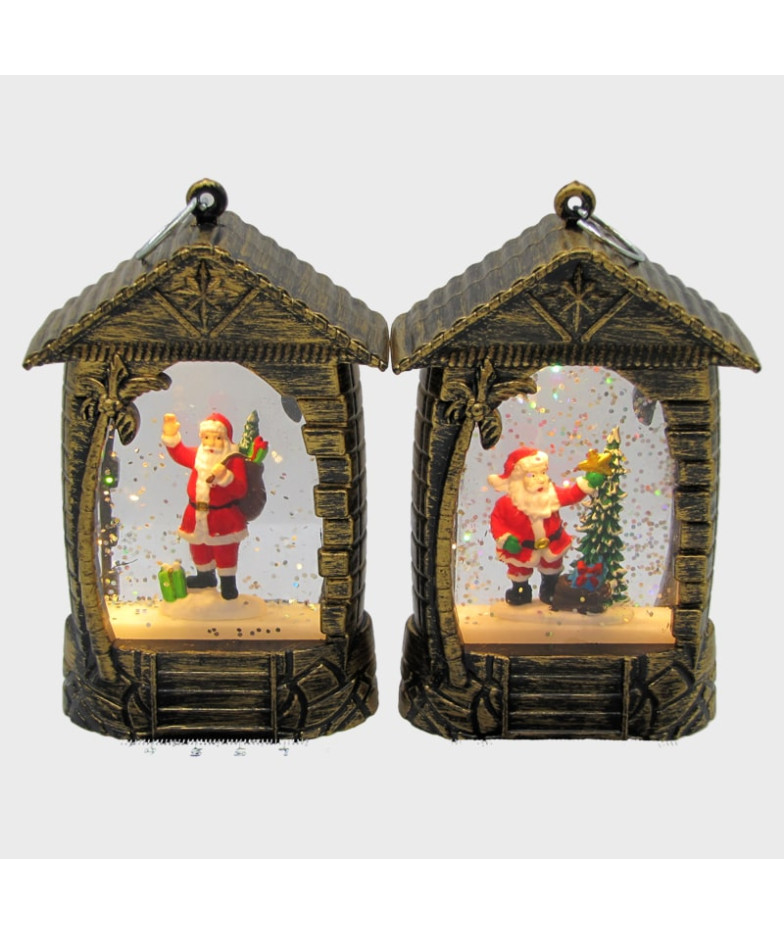 Новогодний фонарь  малый A-11 (Санта) 12см металл