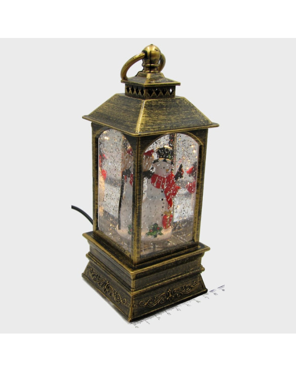 Новогодний фонарь  средний А-1 (Снеговик) 20см металл