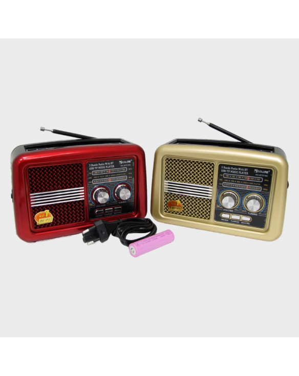 Радиоприёмник RX-BT978S 4 band (FM/AM/SW1-2) USB, TF, встроен. аккум. шнур TYPE-C, солнечная батарея