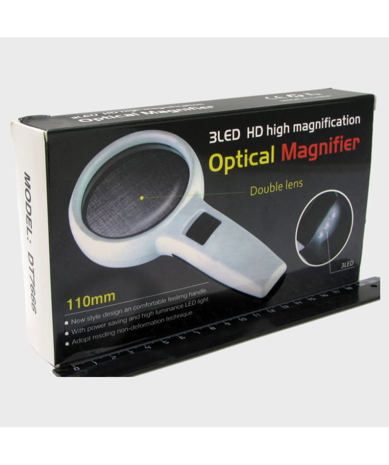 Лупа (110) DT-7666 подсв. 3 ярк. (30-кратн.) от 2AAA