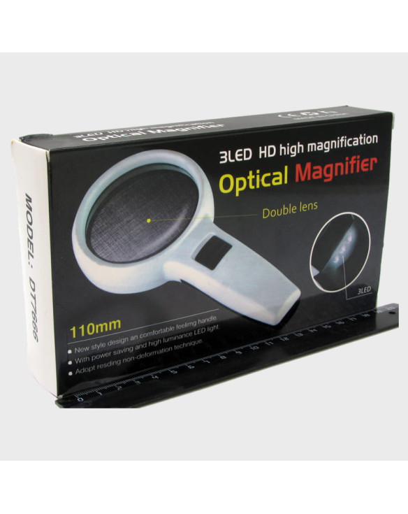 Лупа (110) DT-7666 подсв. 3 ярк. (30-кратн.) от 2AAA