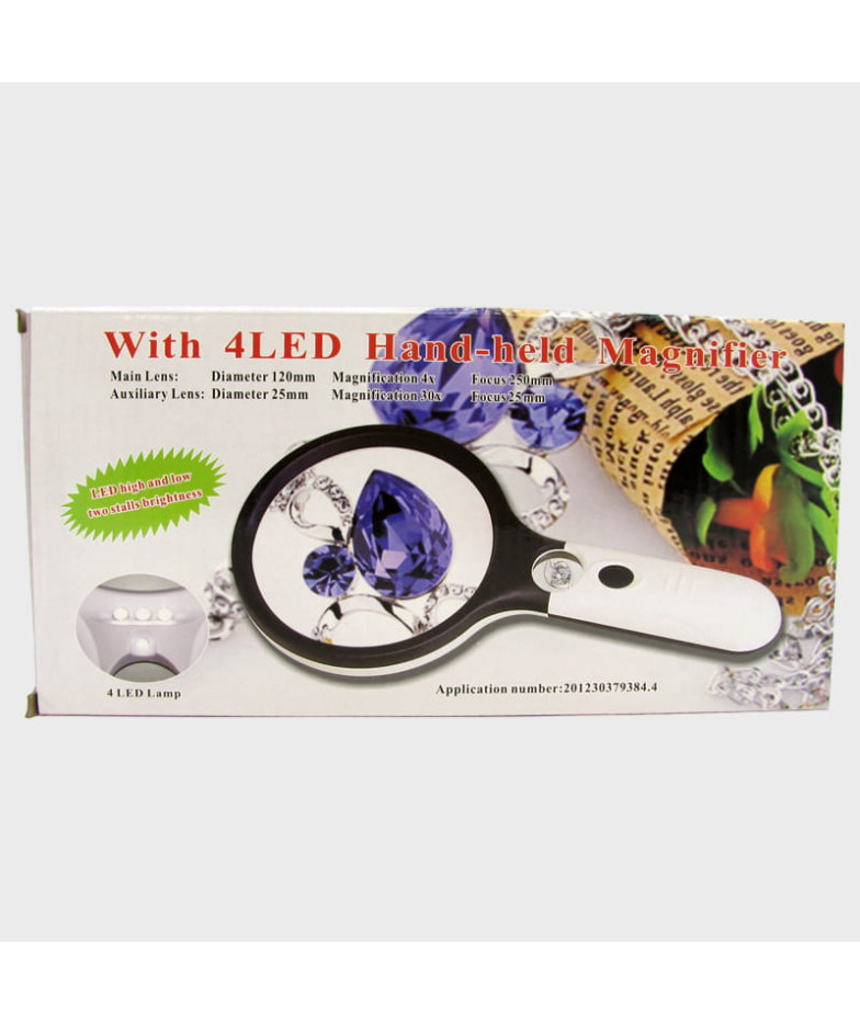 Лупа (120-4X / 25-30X) №70120B с подсв. 4 ярк двойная (от 3AA)